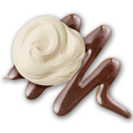 Bavarian Crème pastry flavor icon - dollop of cream with a chocolate drizzle.