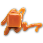 Caramel Pastry Roll flavor icon - caramel candy piece on top of caramel drizzle
