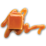 Caramel Pastry Roll flavor icon - caramel candy piece on top of caramel drizzle