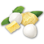 Four Cheese and Herb pastry flavor icon - four chunks of cheese with herb leaves