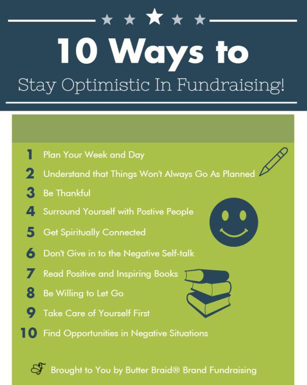 10 ways to stay optimistic in fundraising infographic