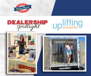 Uplifting Promotions owner - Dealership Spotlight with company logo