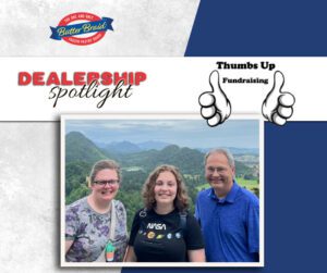 Thumbs up Fundraising family. Dealership Spotlight with company logo